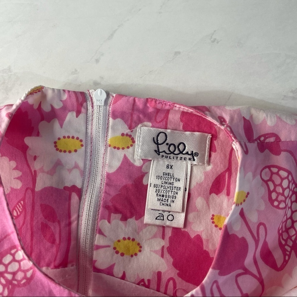 Vintage Lilly Pulitzer Youth Pink Floral Daisy Easter Dress Size 6 - Picture 5 of 7